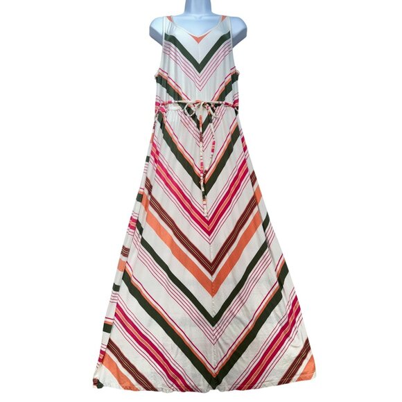 Old Navy Womens Sleeveless Chevron Striped Maxi Dress Size 1X Multicolor Summer - Picture 1 of 13